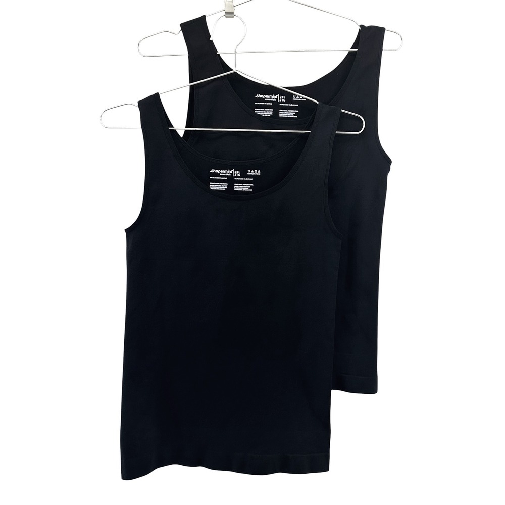 SHAPERMINT 2 Pack All Day Every Day Tank Cami • 2XL • black minimalist seamless
